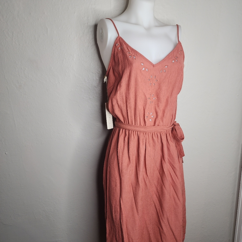 NEW Lovestitch Bohemian Pink Long Dress Eyelet Accents Small